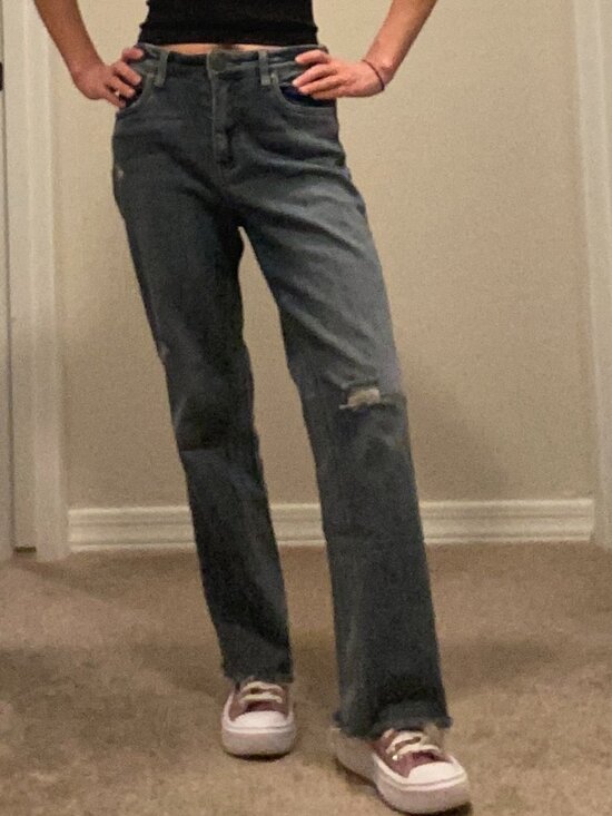 Kut from the Kloth Denim - KUT fromthe Kloth Kelsey High Rise Ankle Flare Jeans Gray Distressed Short/Crop